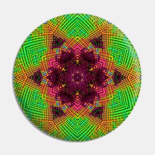 Weave Mandala Green Orange and Pink Pin