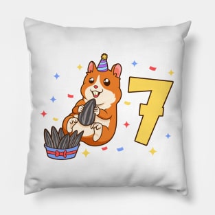 I am 7 with hamster - kids birthday 7 years old Pillow