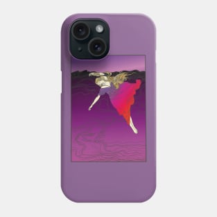 Drowning Girl (red on purple) Phone Case