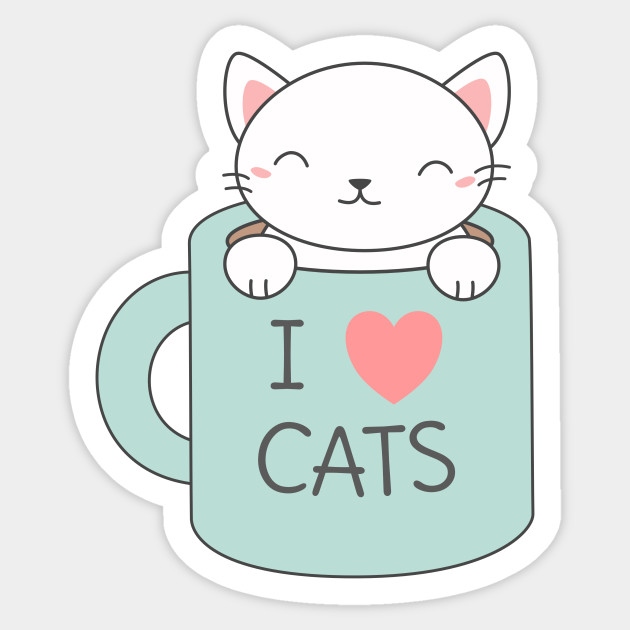 Cute And Kawaii L Love Cats Cute Cat Sticker Teepublic