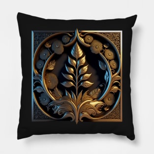 Just a Golden Floral Ornament Pillow