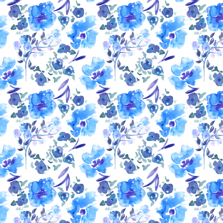 Blue Floral Pattern Magnet