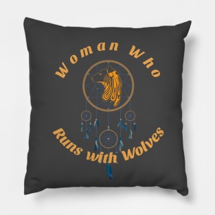 Wolf Dream Catcher Woman's Wolf Design Pillow