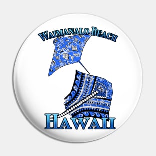 Waimanalo Beach Vacation Tribal Stingrays Pin