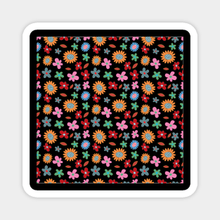 Spring Floral Pattern - Black Magnet