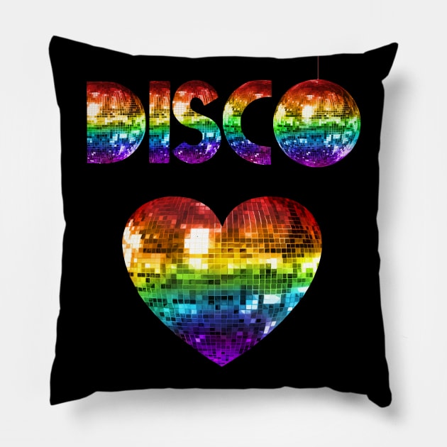 Rainbow Disco Love Pillow by Art by Deborah Camp