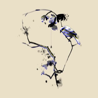 Japanese bird on a branch sumi-e T-Shirt