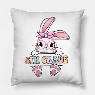 Vintage Happy Easter Bunny 5th Grade Teacher For Girls Kids Pillow