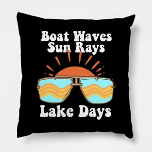 Boat Waves Sun Rays Lake Days Pillow