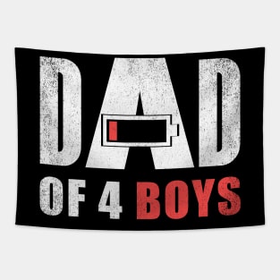 Dad of 4 four boys low battery gift for father's day Tapestry