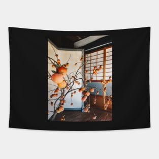 Japanese Aesthetics - Persimmon Flower Arrangement Tapestry