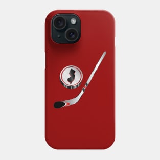 NHL - NJ  Silver White Red Black Stick and Puck Phone Case