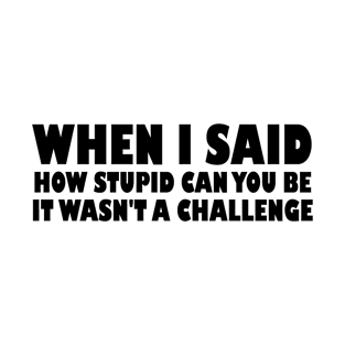 When i said how stupid can you be it wasn't a challenge T-Shirt