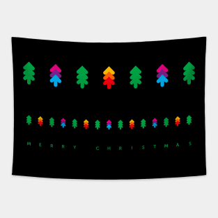 Merry Christmas with colorful fir trees, version two Tapestry