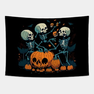 Spooky Halloween skeletons Tapestry