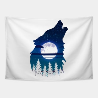 Howling wolf full moon forest howling wild Tapestry