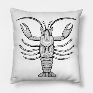 Crayfish or Crawdad or Mudbug Ink Art - animal design - light colors Pillow