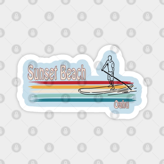 Sunset Beach Oahu Hawaii SUP Paddleboard Beach Magnet by Surfer Dave Designs