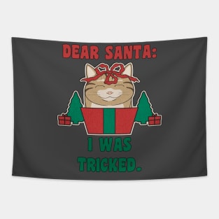 Christmas Funny Cat in Present Dear Santa I Was Framed Tapestry