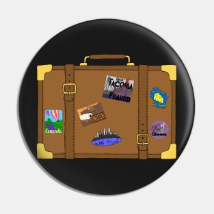 Vintage Suitcase with luggage labels Pin