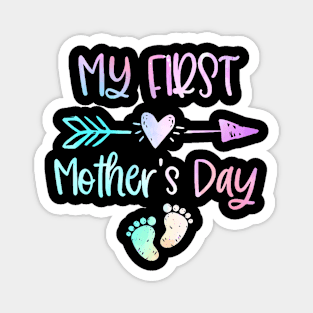 My First Mother'S Day For New Mom Mother Pregnancy Tie Dye Magnet