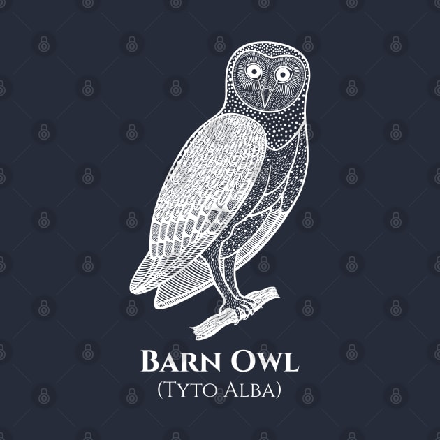 Barn Owl with Common and Scientific Names - animal design by Green Paladin