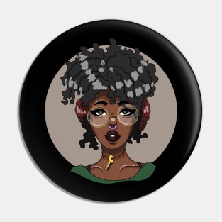 Bohemian Black Girl Anime Fan Pin