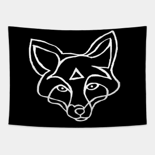 Minimal Line Art Fox Tapestry