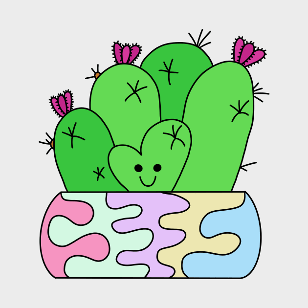 Cute Cactus Design #63: Smiling Heart Cactus by DreamCactus