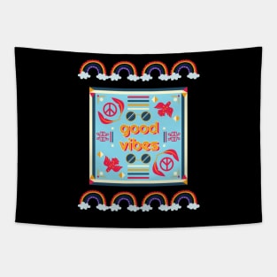 Good Vibes With Rainbow Design Tapestry