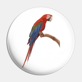 Red and Green Macaw Digital Painting Pin