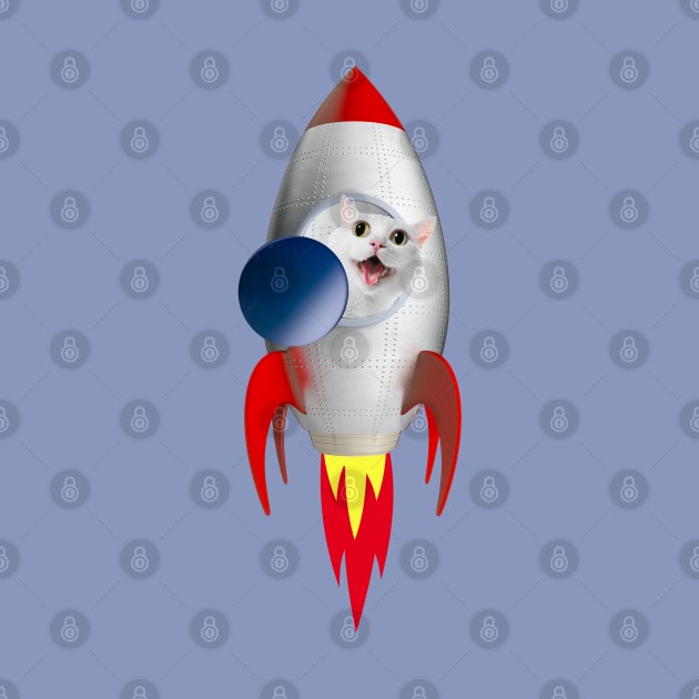 Funny Rocket Kitty (White Kitty) by leBoosh-Designs