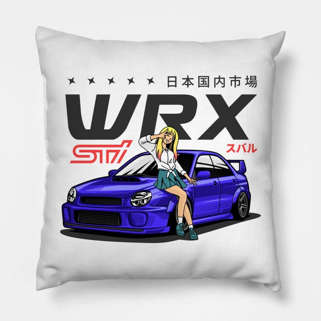 JDM car Subaru WRX sti Pillow by celengan