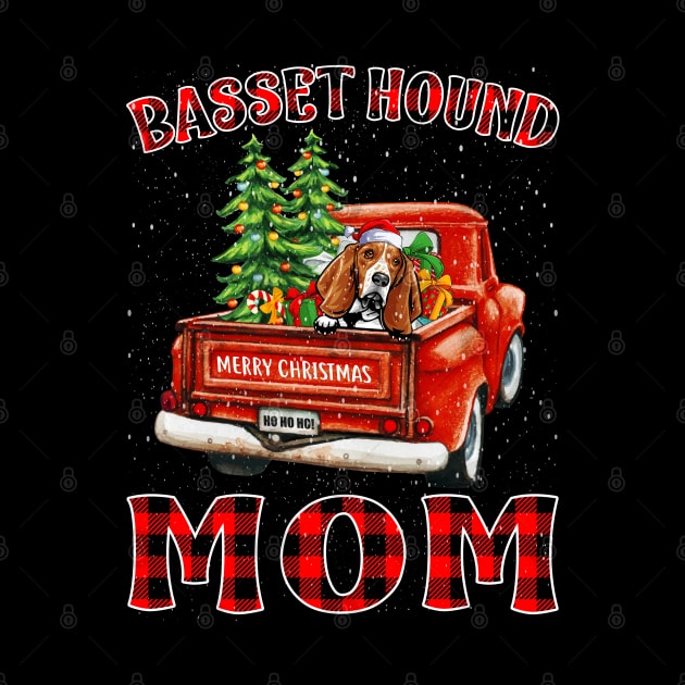 Christmas Basset Hound Mom Santa Hat Truck Tree Plaid Dog Mom Christmas by intelus