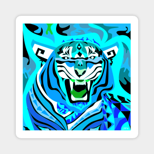 bengals cat in lunar nfl new year in ecopop art in blue flames Magnet