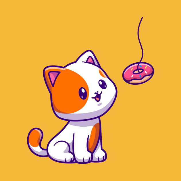 Cute Cat Eating Donut Cartoon by Catalyst Labs