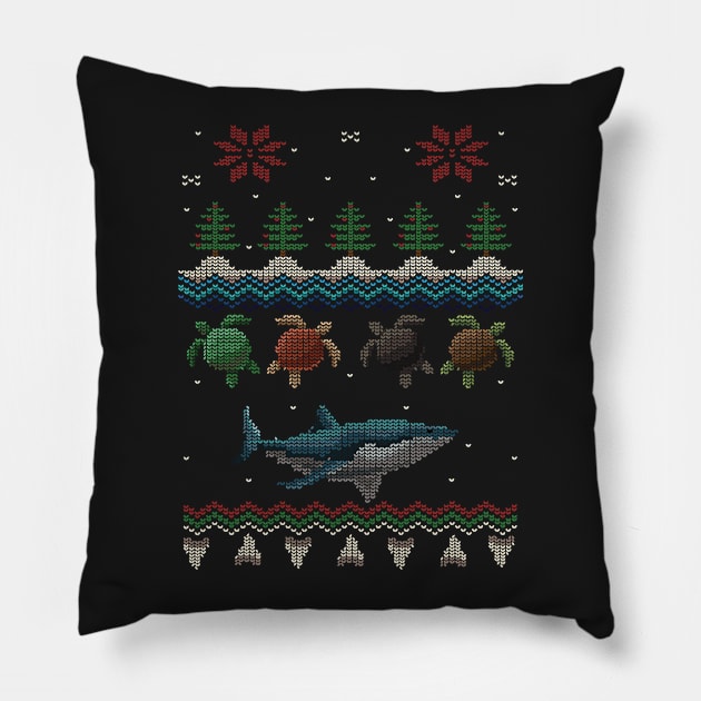 Ugly Ocean Christmas Sweater Pillow by AnotheHero