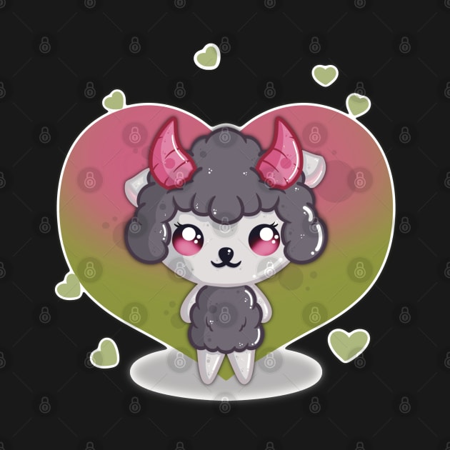 Cute Little Valentines Day Sheep with Hearts by LittleBearBlue