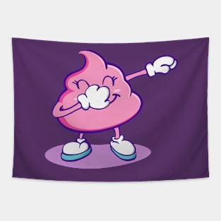 Dabbing Pink Poop Emoji Tapestry