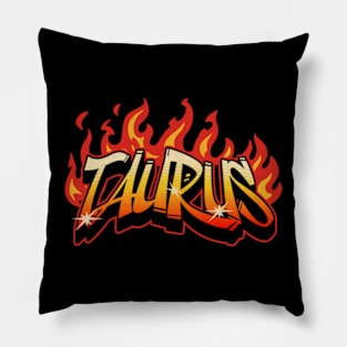 Taurus Zodiac Retro Flames Birthday Pillow