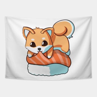 Shiba Salmon Sushi T-Shirt Tapestry