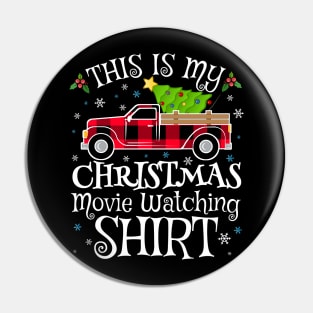 This Is My Christmas Movie Watching Shirt Plaid Pattern Pin