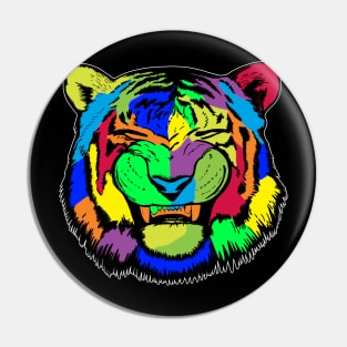 Smiling Psychedelic Tiger Pin