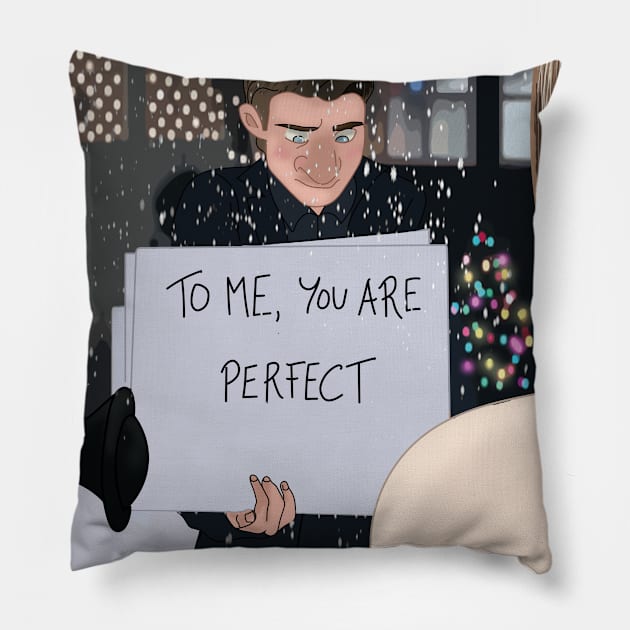 "To me you are Perfect" - Holiday Illustration Pillow by Le petit fennec