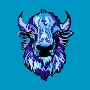 Mindful Vivid Buffalo in Purple & Light Blue T-Shirt