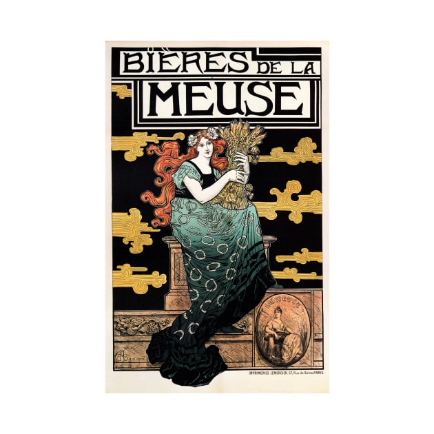 BIERES DE LA MEUSE c1896 by Marc Auguste Bastard French Art Nouveau Lithograph by vintageposters