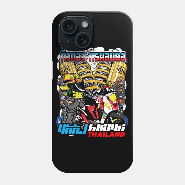 Badass motorcycle engine racing Red rider white Phone Case by Moonwing