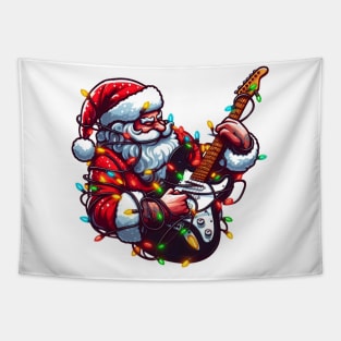 Santa Claus Playing Electric Guitar Tapestry