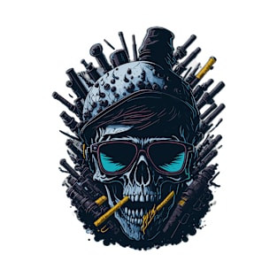 Smoking Skull with guns T-Shirt