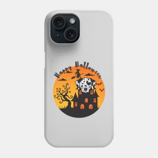 Dalmatian Dog Head with Haunted Mansion and Happy Halloween Sign Phone Case